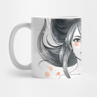 Beauty Blowing Hair Wind Woman Mug